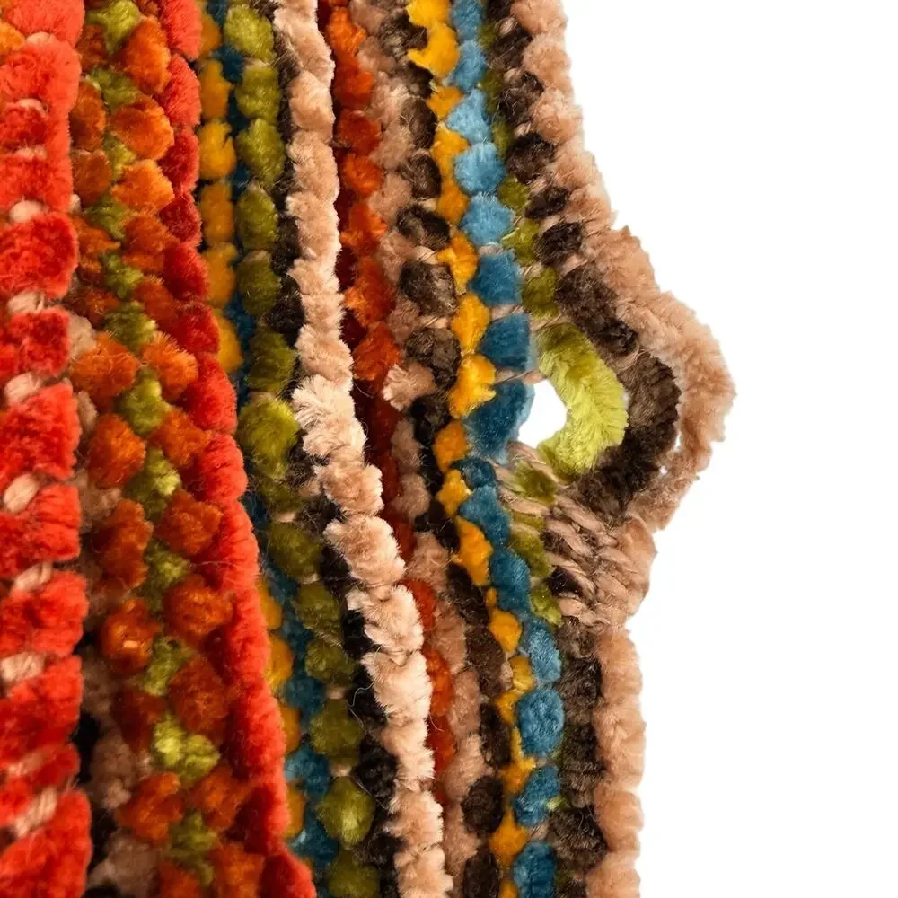Pier 1 Imports Chenille Throw Blanket 72x56 Multicolor Striped Fringe 72 X 56